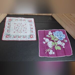 Vintage lot of 3 floral handkerchiefs
